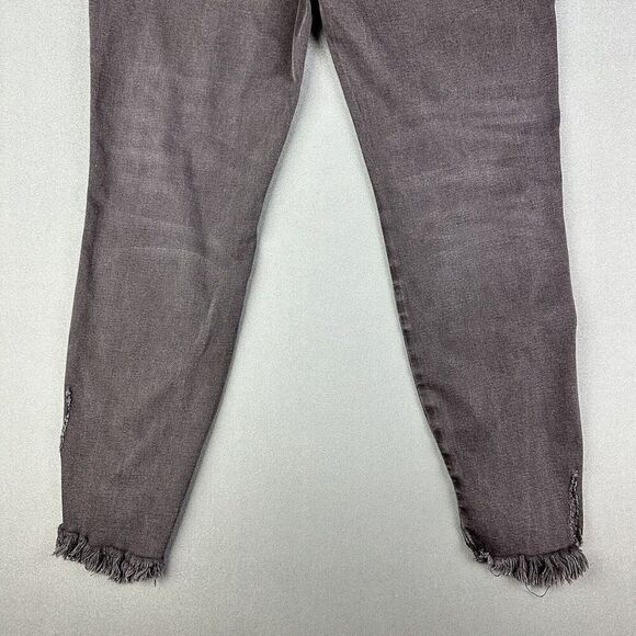 KanCan Zoey Mid Rise Skinny Jeans Womens 13 30 Faded Black Distressed Raw Hem - Picture 8 of 15